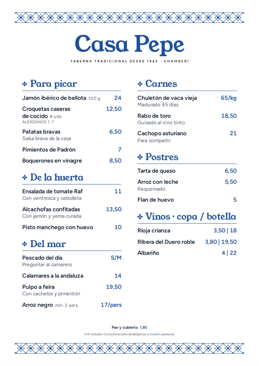 Carta en estilo Azulejo