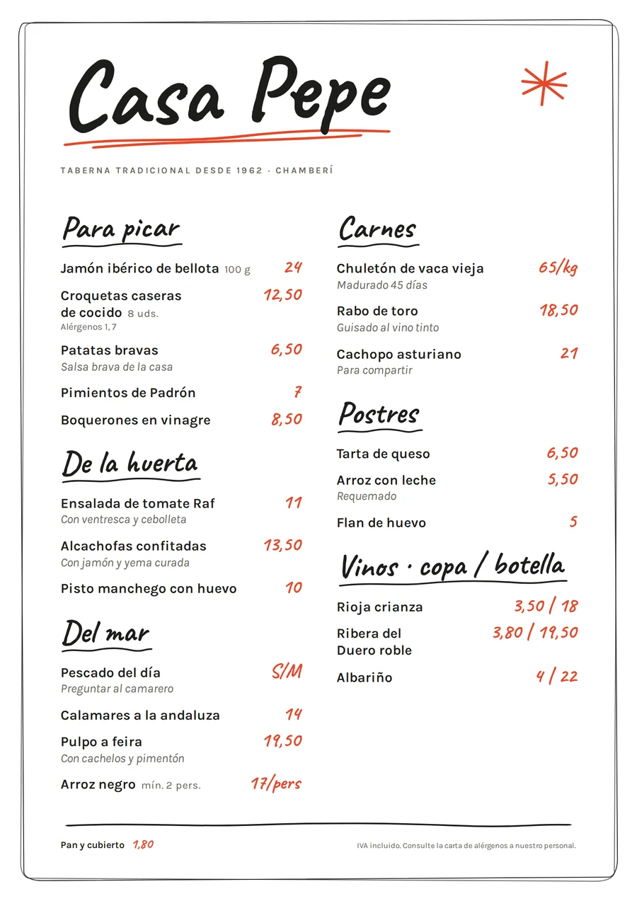 Carta en estilo Pizarra
