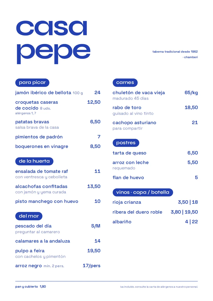 Carta en estilo Riviera