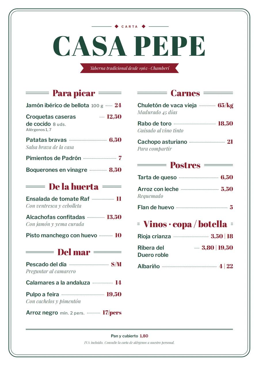 Carta en estilo Vermut